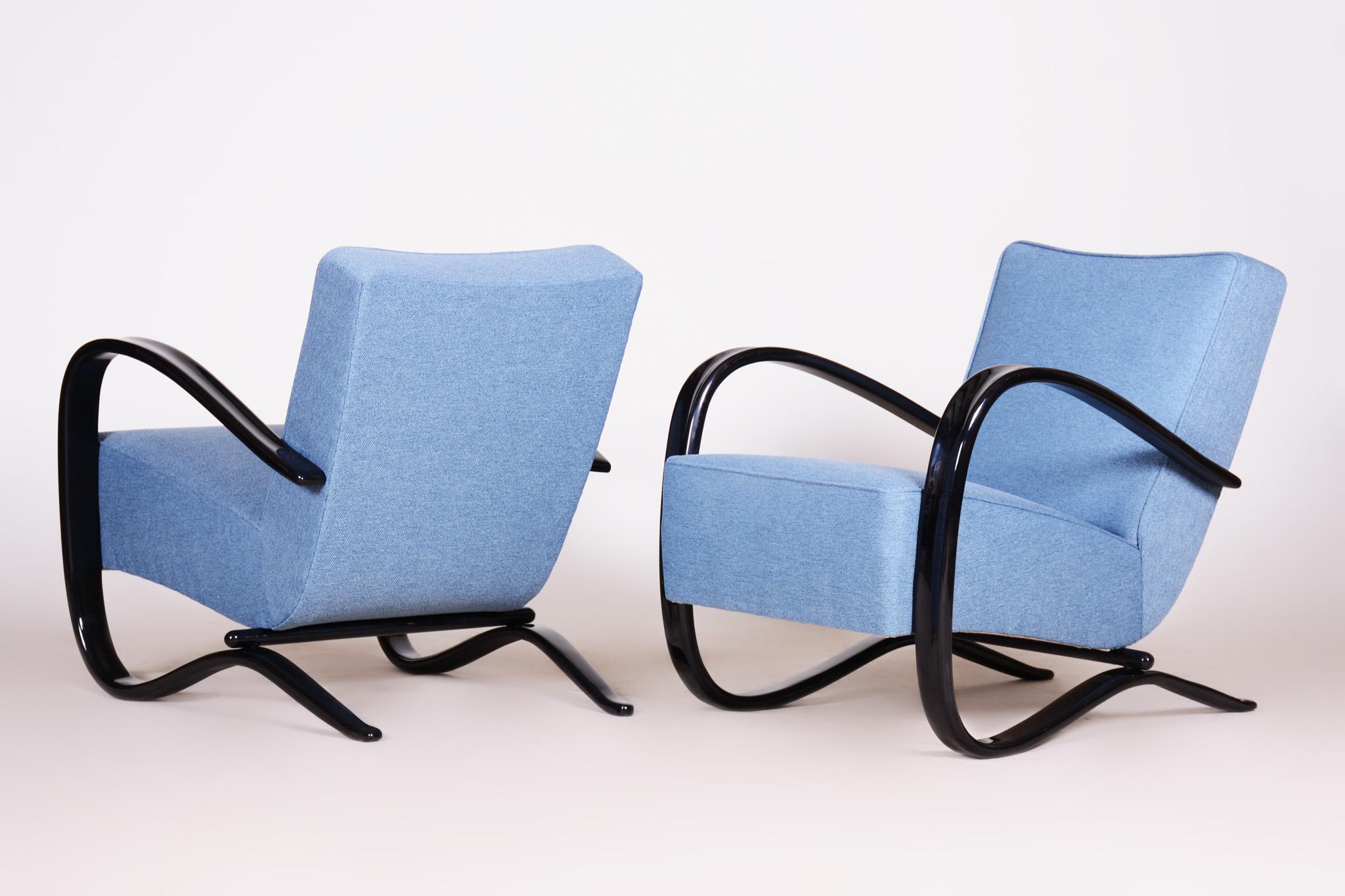 Paire de fauteuils Art Déco en hêtre de Tchécoslovaquie par Jindich Halabala en vente 6