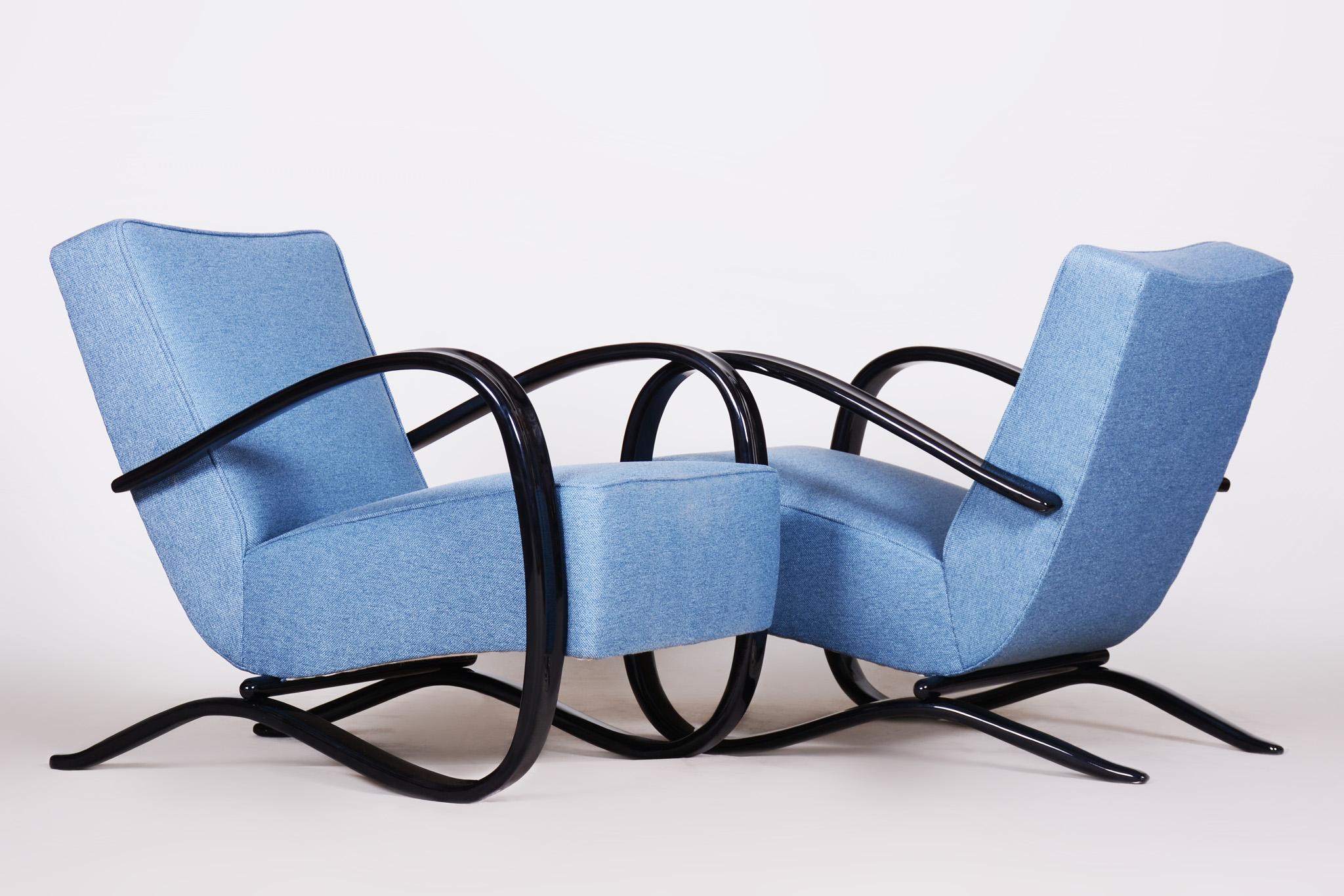 Tchèque Paire de fauteuils Art Déco en hêtre de Tchécoslovaquie par Jindich Halabala en vente
