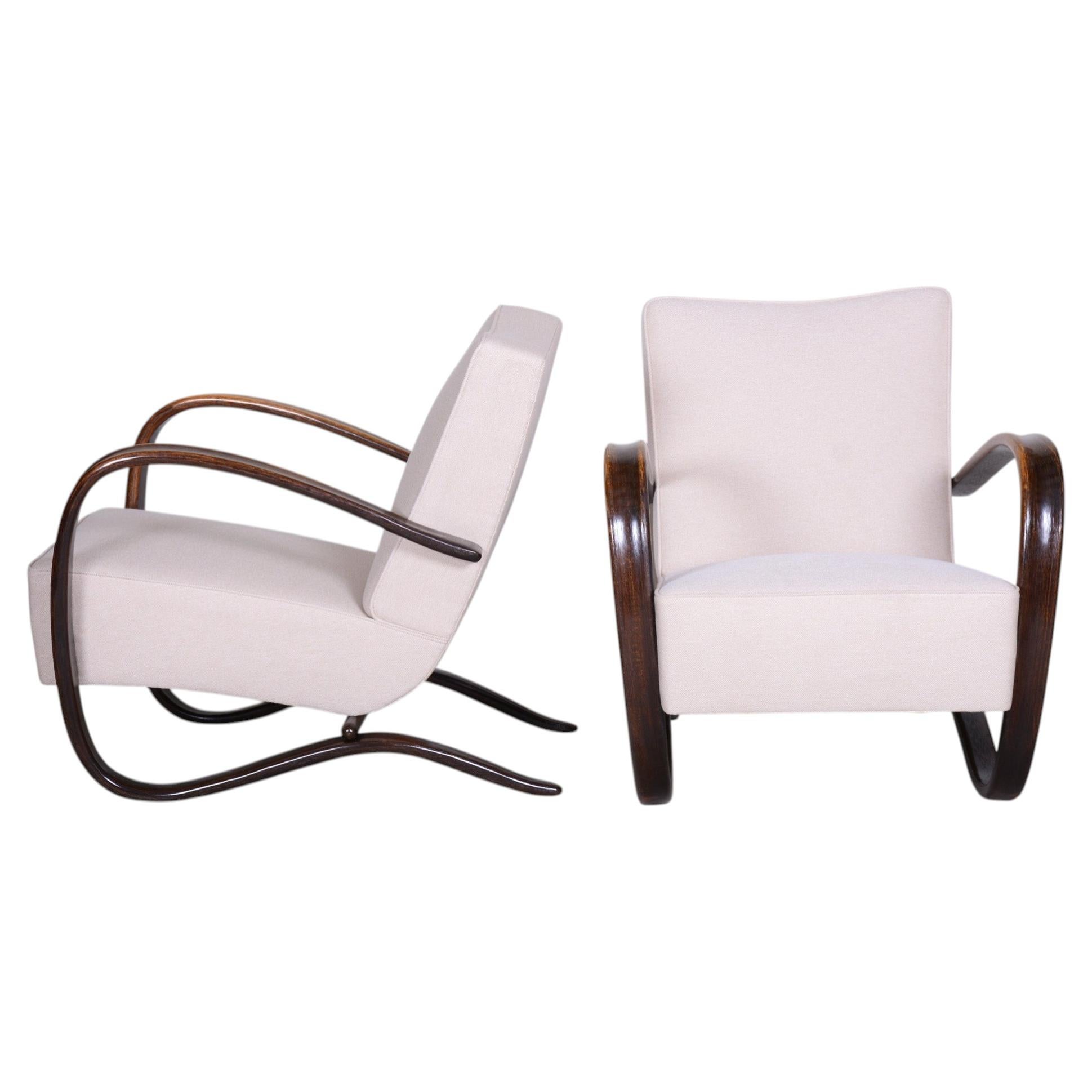 Pair of Art Deco Beech Armchairs H-269 from Czechoslovakia by Jindrich Halabala