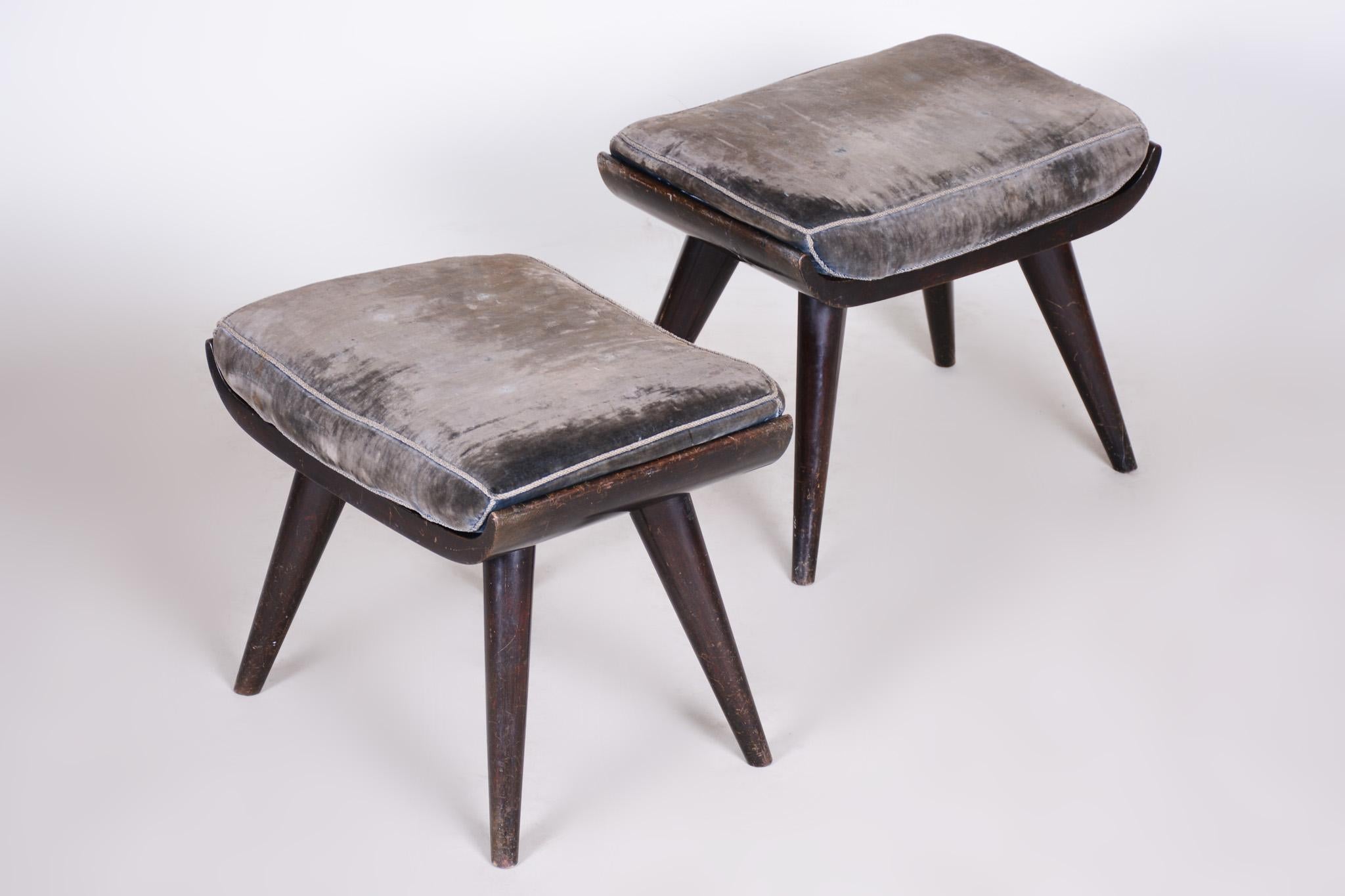 Pair of Art Deco Beech Stools, Original Preserved Condition, Czech, 1920s For Sale 4