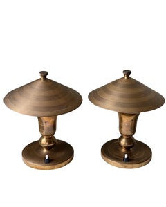 Pair of Art Deco Belgian Brass Table Lamps by Gersyl, 1930