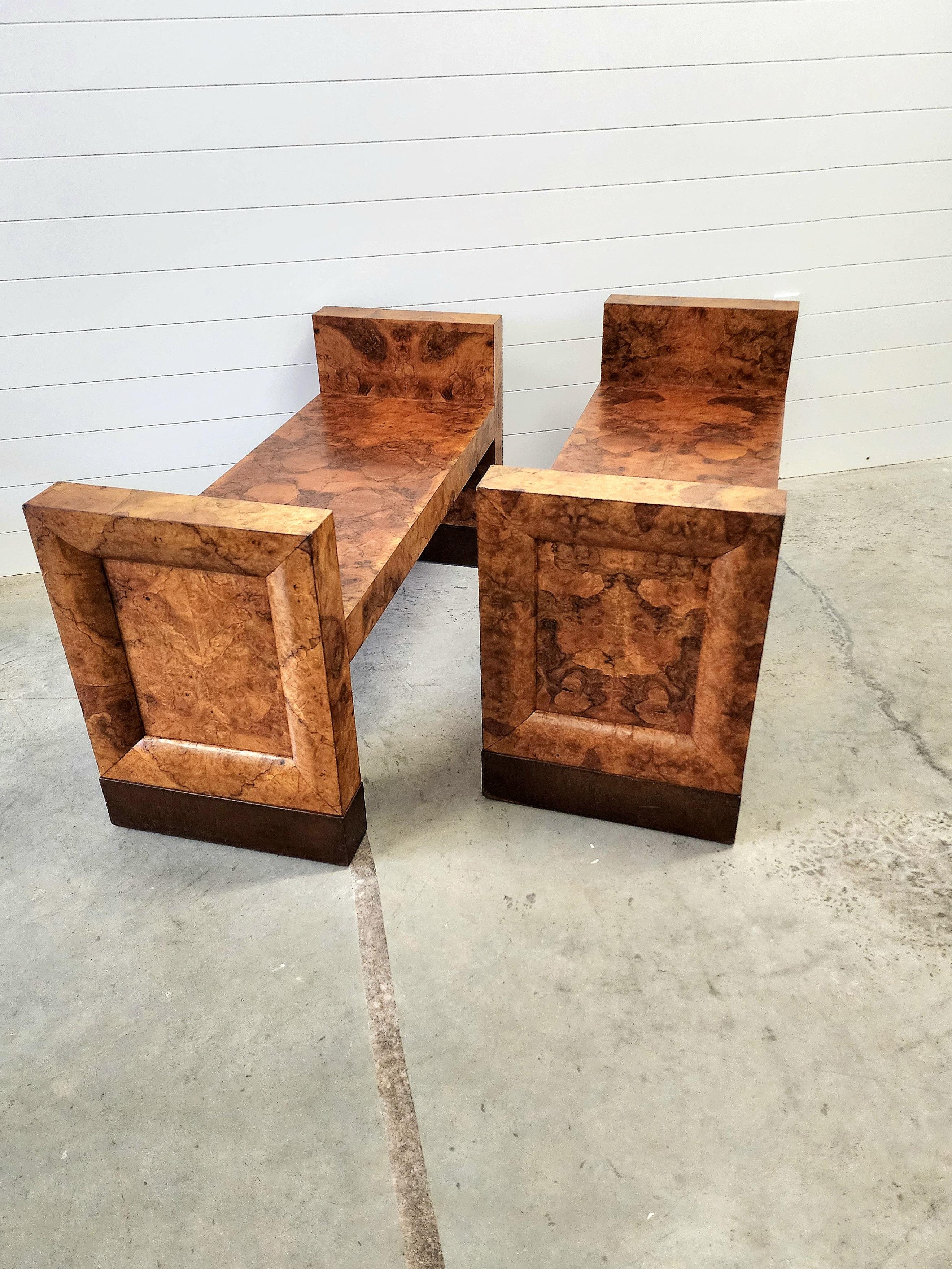 Elm Pair of Art Deco Benches England 1920's  For Sale