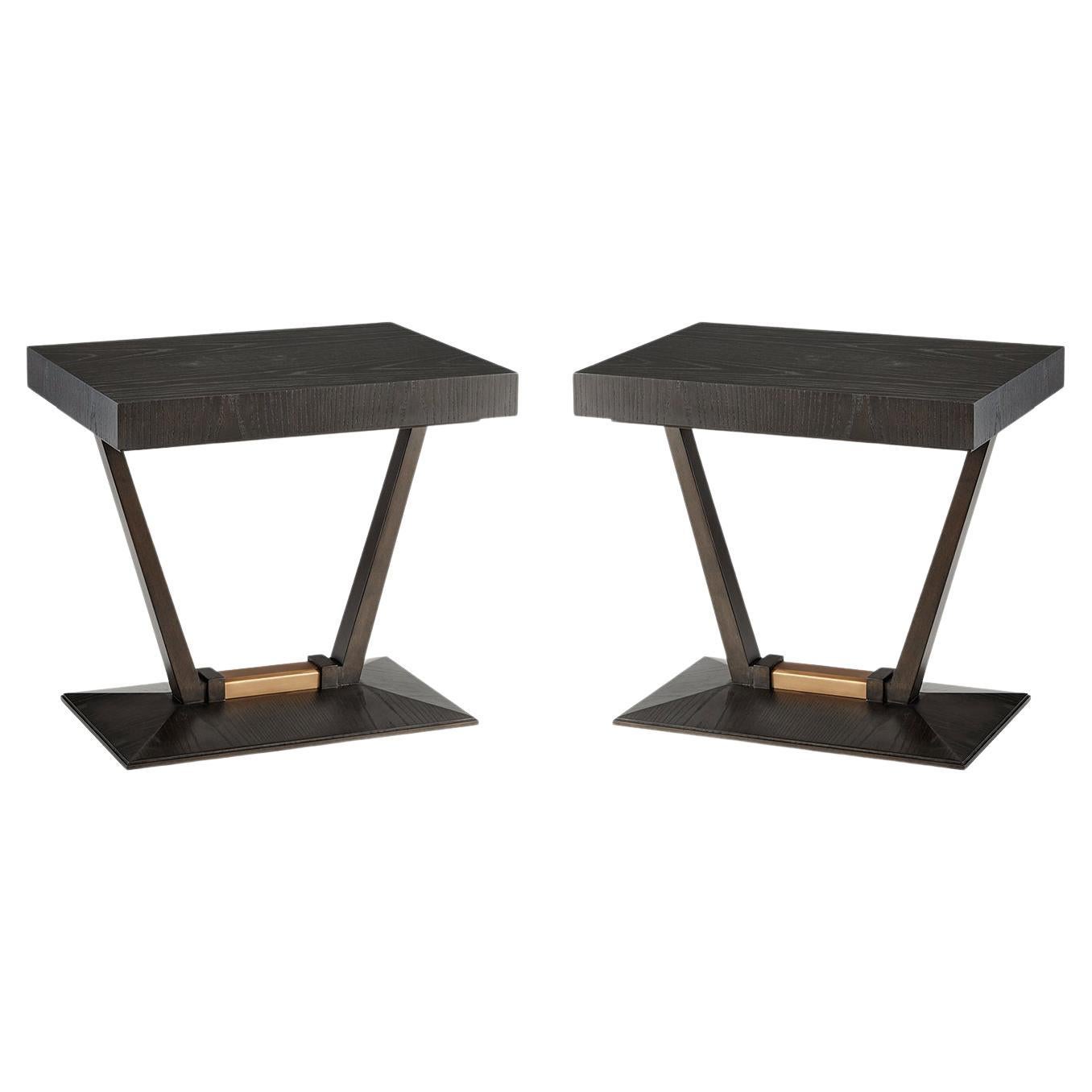 Pair of Art Deco Bevelled Side Tables