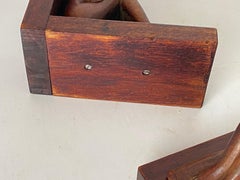 Pair of Art Deco Birds Book ends, Wood, Brown France, 1940