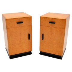 Used Pair of Art Deco Birds Eye Maple Bedside Cabinets