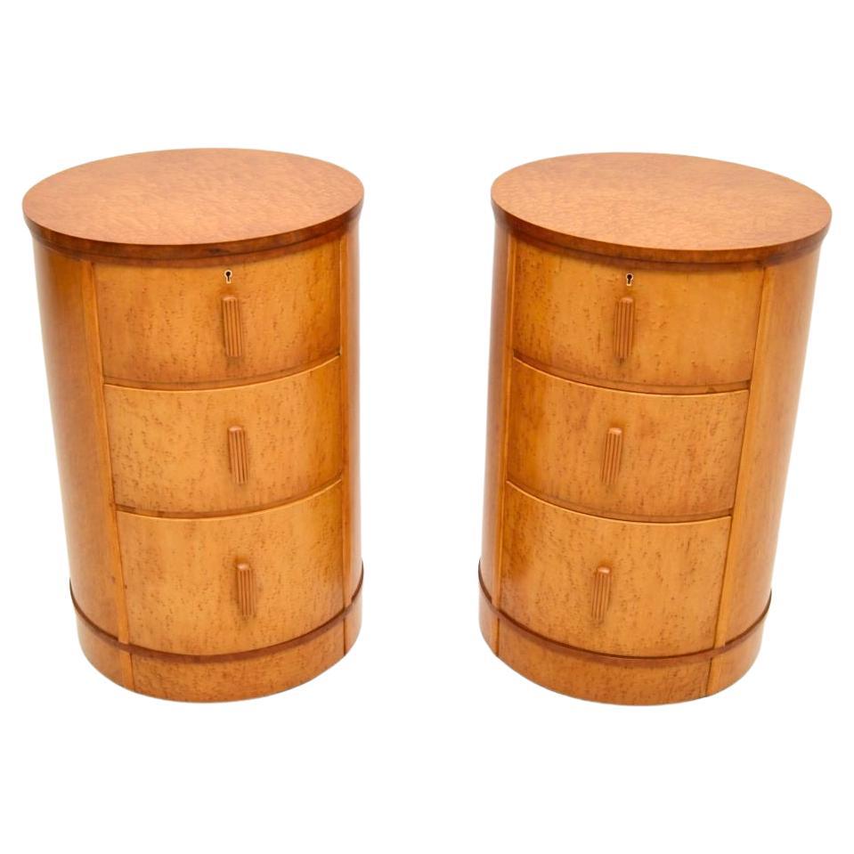 Pair of Art Deco Birds Eye Maple Bedside Chests