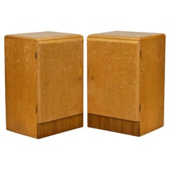 Pair of Art Deco Bird's Eye Maple & Walnut Bedside Cabinets, 1930s