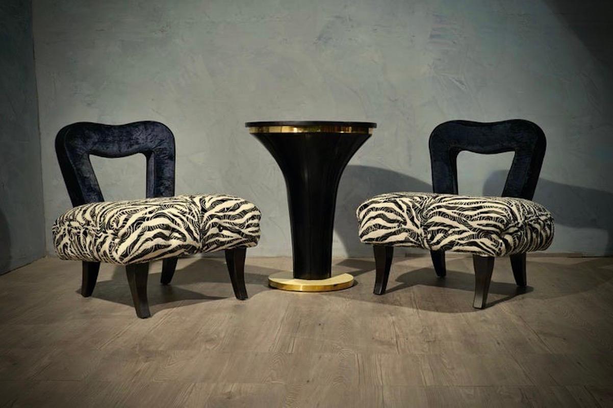 Art Deco Black and White Velvet French Armchairs, 1920 In Good Condition For Sale In Rome, IT