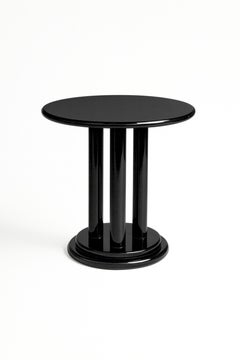 Pair of Art Deco Black Lacquer Chestnut Pedestal Table, 20th Century