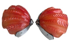 Pair of Art Deco Blood orange wall lights