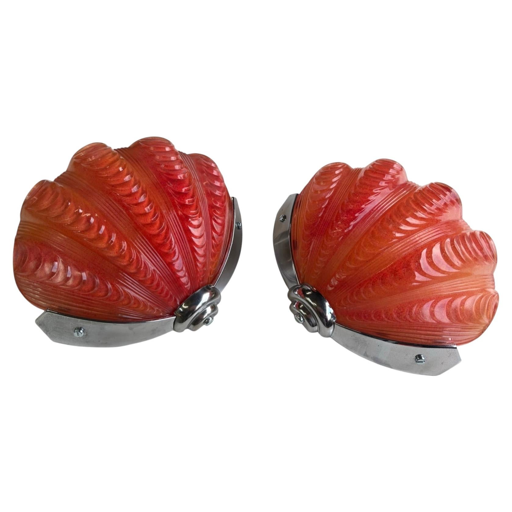 Par de apliques de pared Art Déco «Blood Orange»