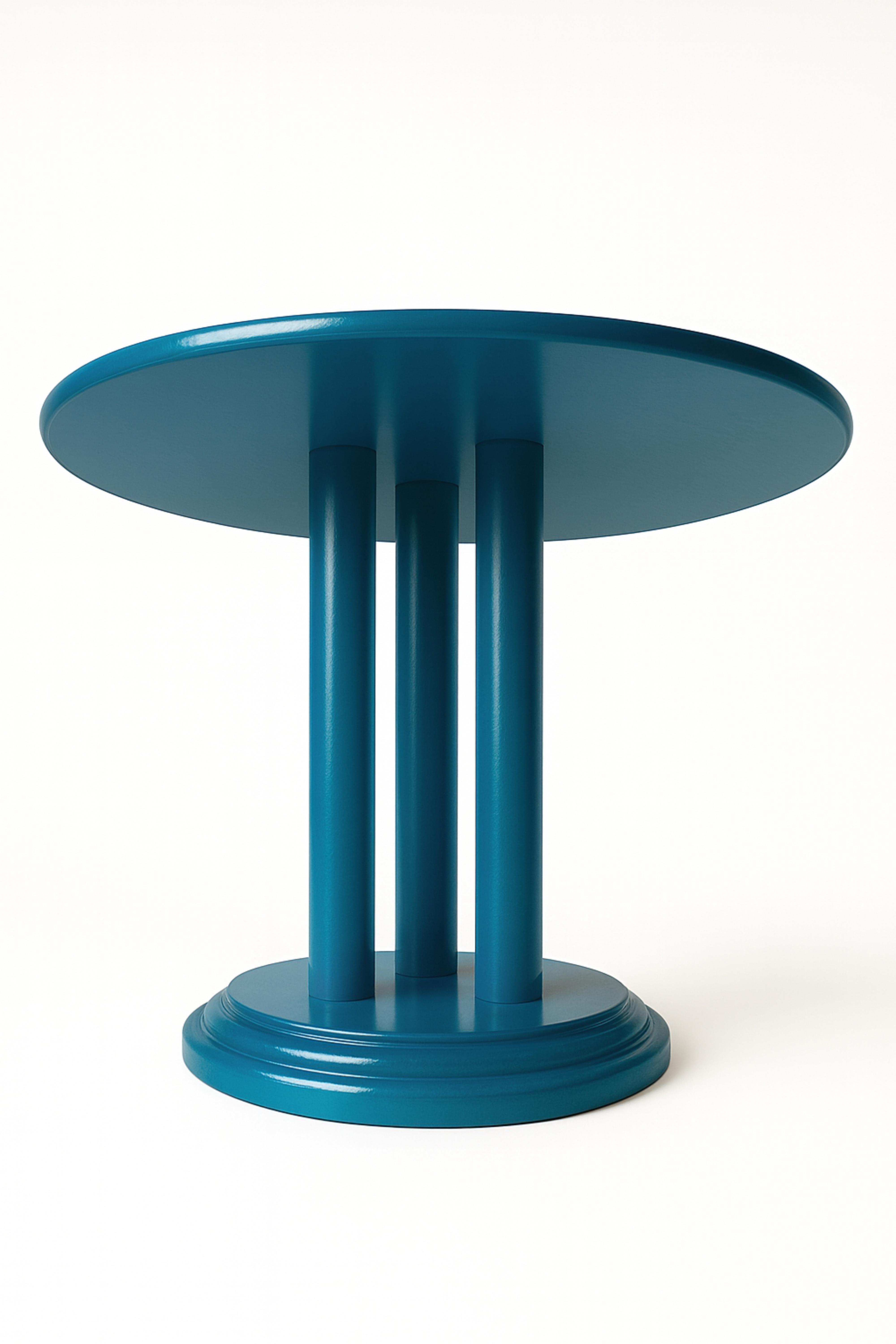 Pareja de Mesas de Pedestal Art Decó color pavo real azul, Siglo XX siglo XX en venta