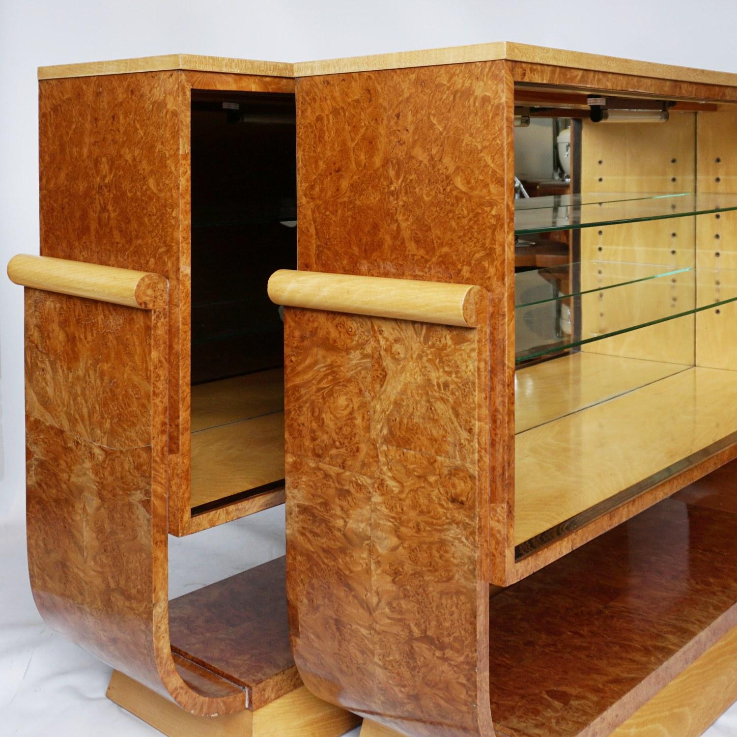Pair of Art Deco Bookcases by Harry & Lou Epstein Burr Walnut and Satin Birch 5