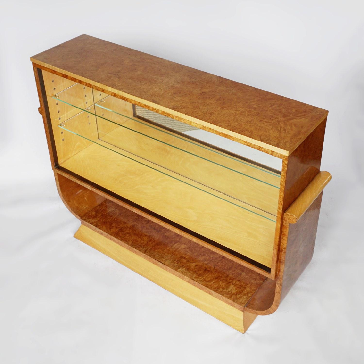 English Pair of Art Deco Bookcases by Harry & Lou Epstein Burr Walnut and Satin Birch