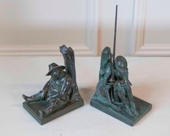 Pair of Art Deco Bookends Depicting Don Quixote and Sancho Panza