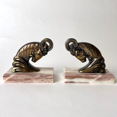 Pair of Art Deco Bookends from the 1930s with very period and powerful rams.