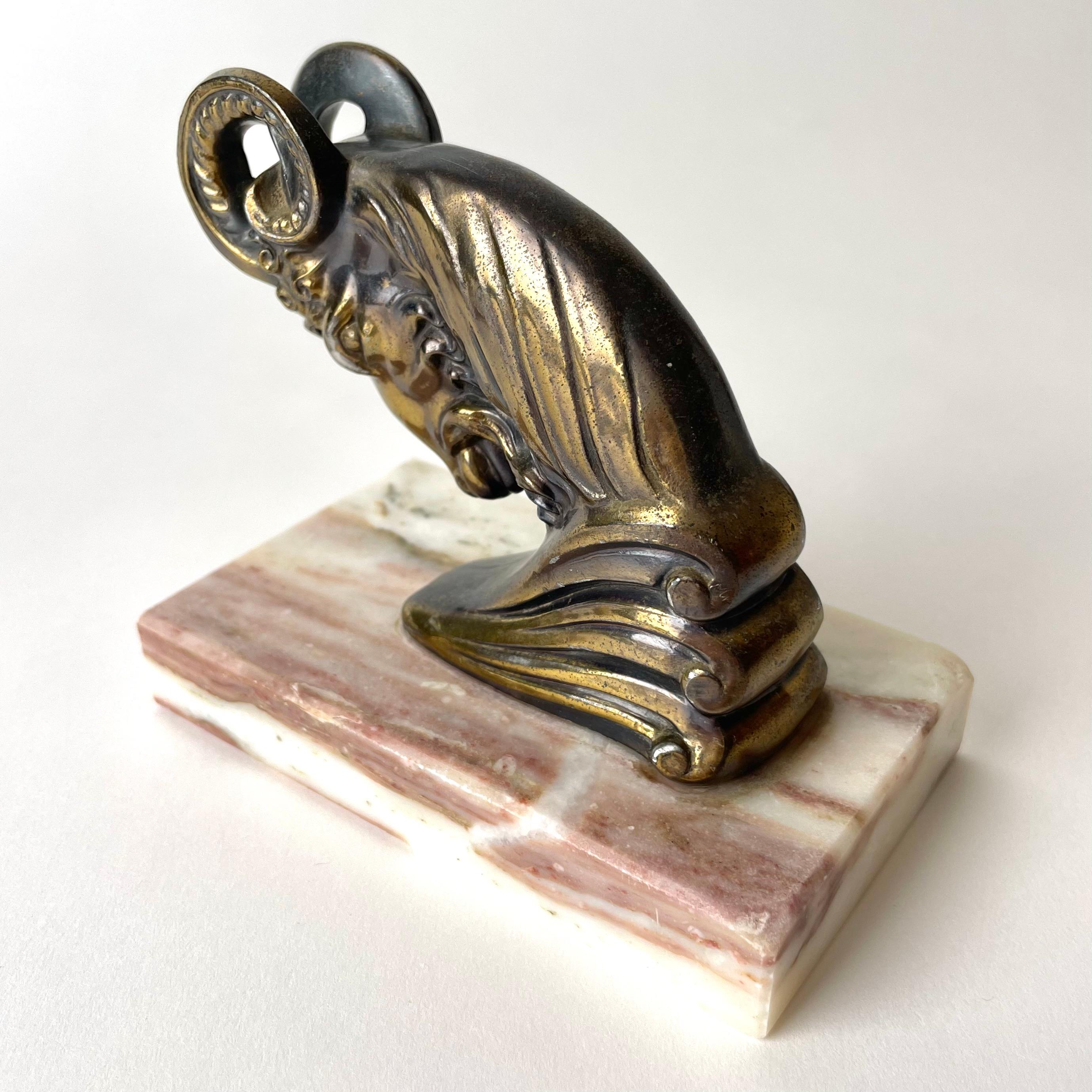 Pair of Art Deco Bookends from the 1930s with very period and powerful rams. For Sale 2