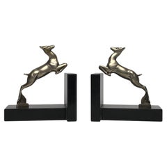 Vintage Pair of Art Deco Bookends in Silver Bronze