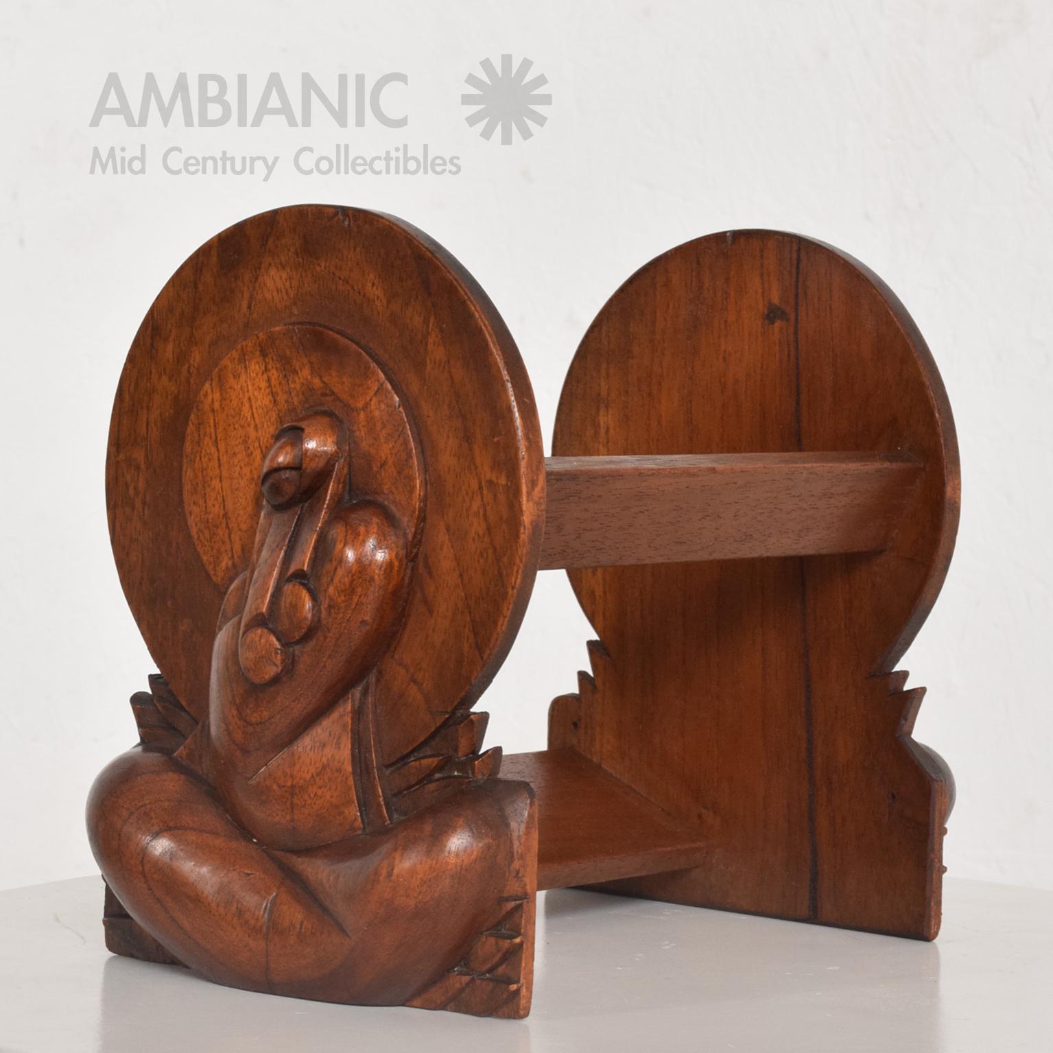 Mid-20th Century Pair of Art Deco Bookends in Solid Mahogany Wood