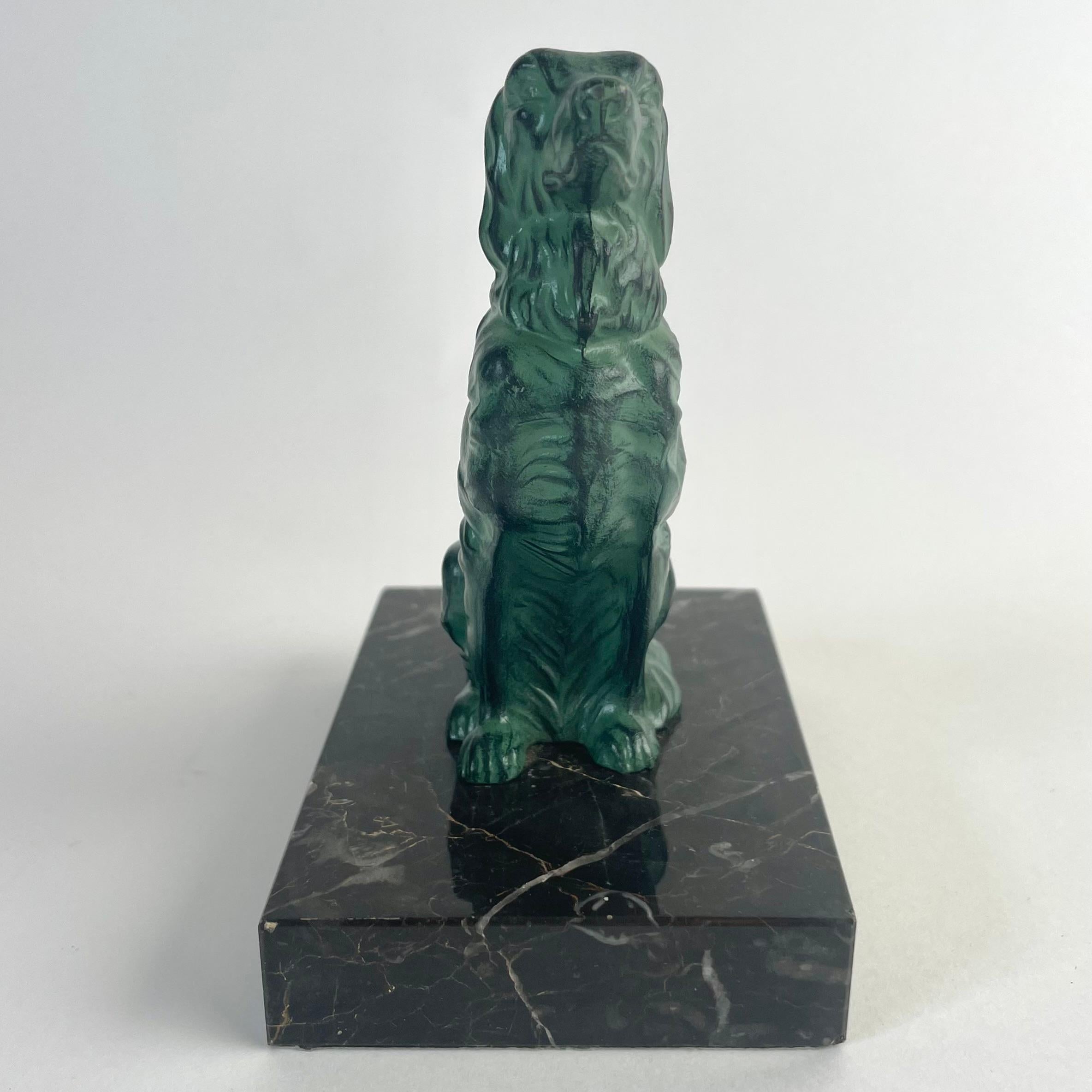 Pair of Art Deco Bookends in Spelter and Marble, Golden Retriever Motif, 1930s 3