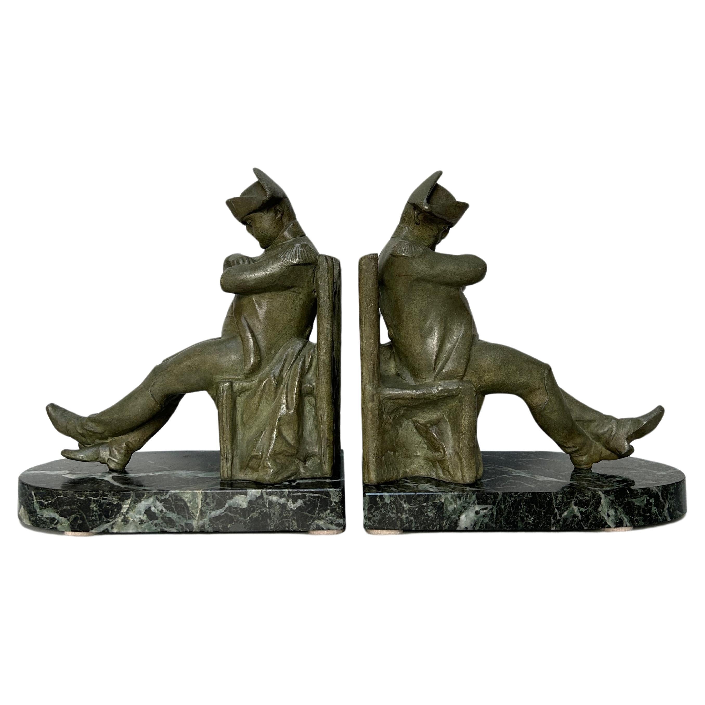 Pair Of Art Deco Bookends Signed L. Carvin For Sale