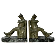 Antique Pair Of Art Deco Bookends Signed L. Carvin