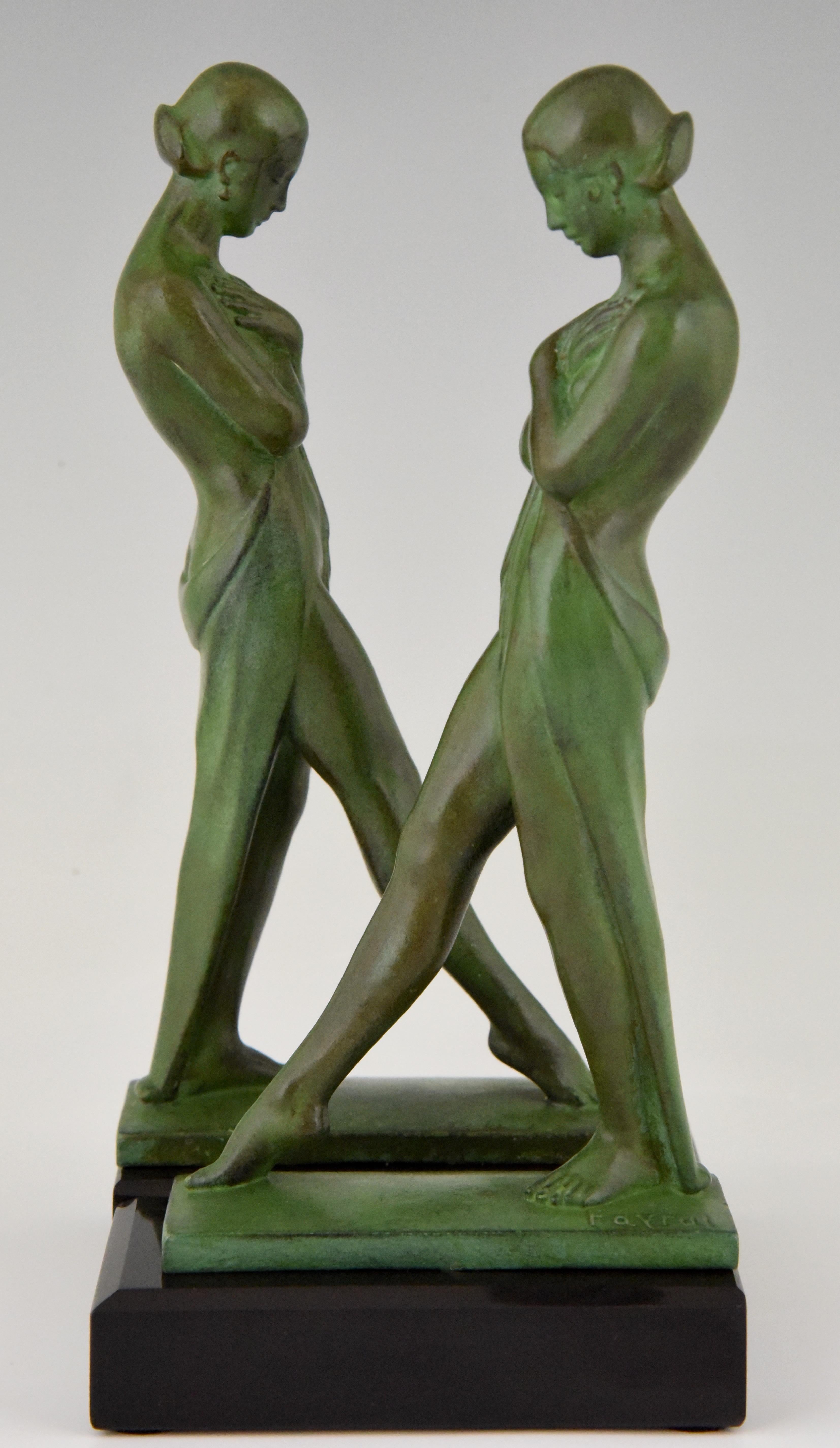 Pair of Art Deco Bookends Standing Nudes with Drape Fayral, Pierre le Faguays 3