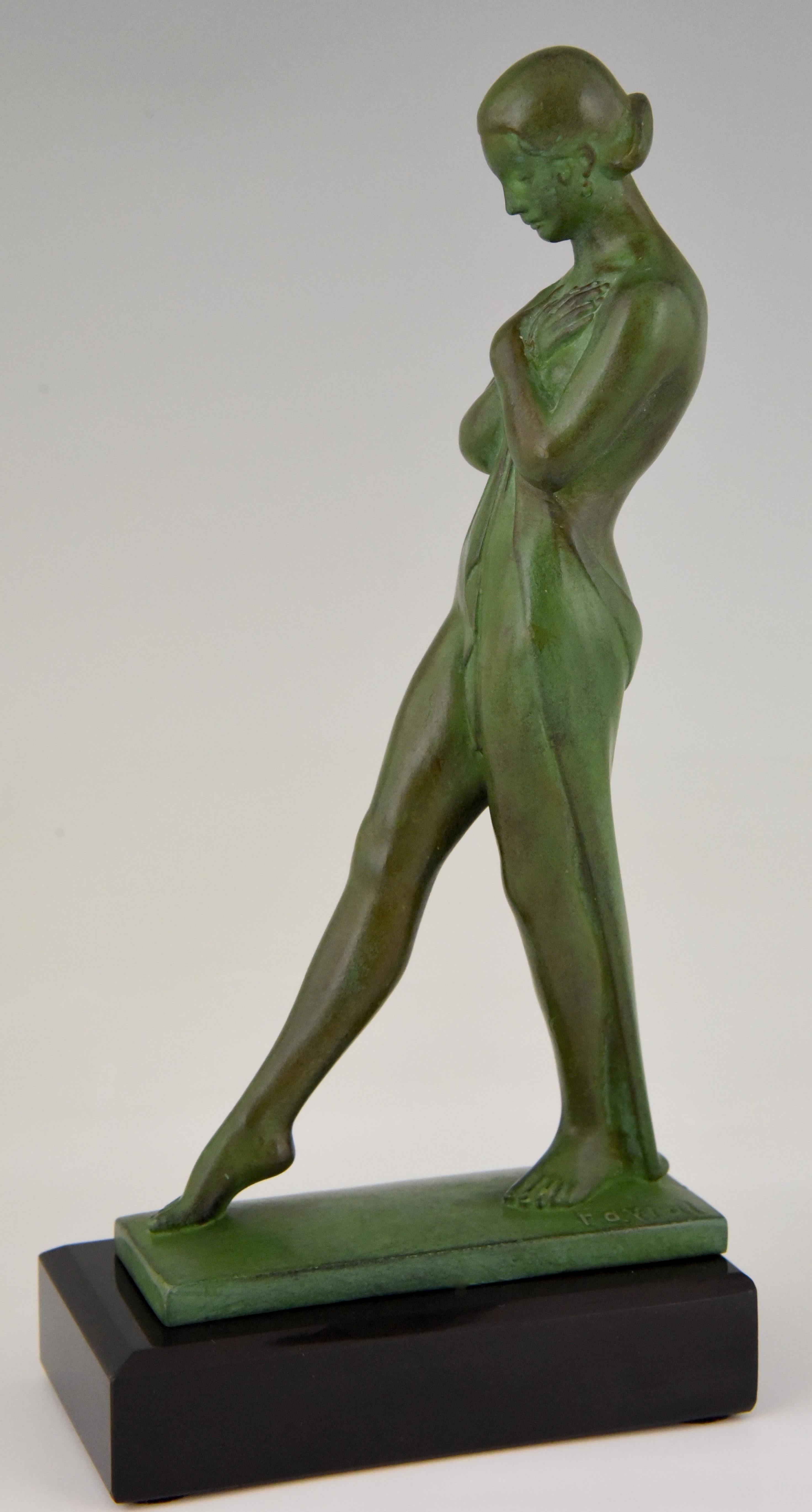 Pair of Art Deco Bookends Standing Nudes with Drape Fayral, Pierre le Faguays 1