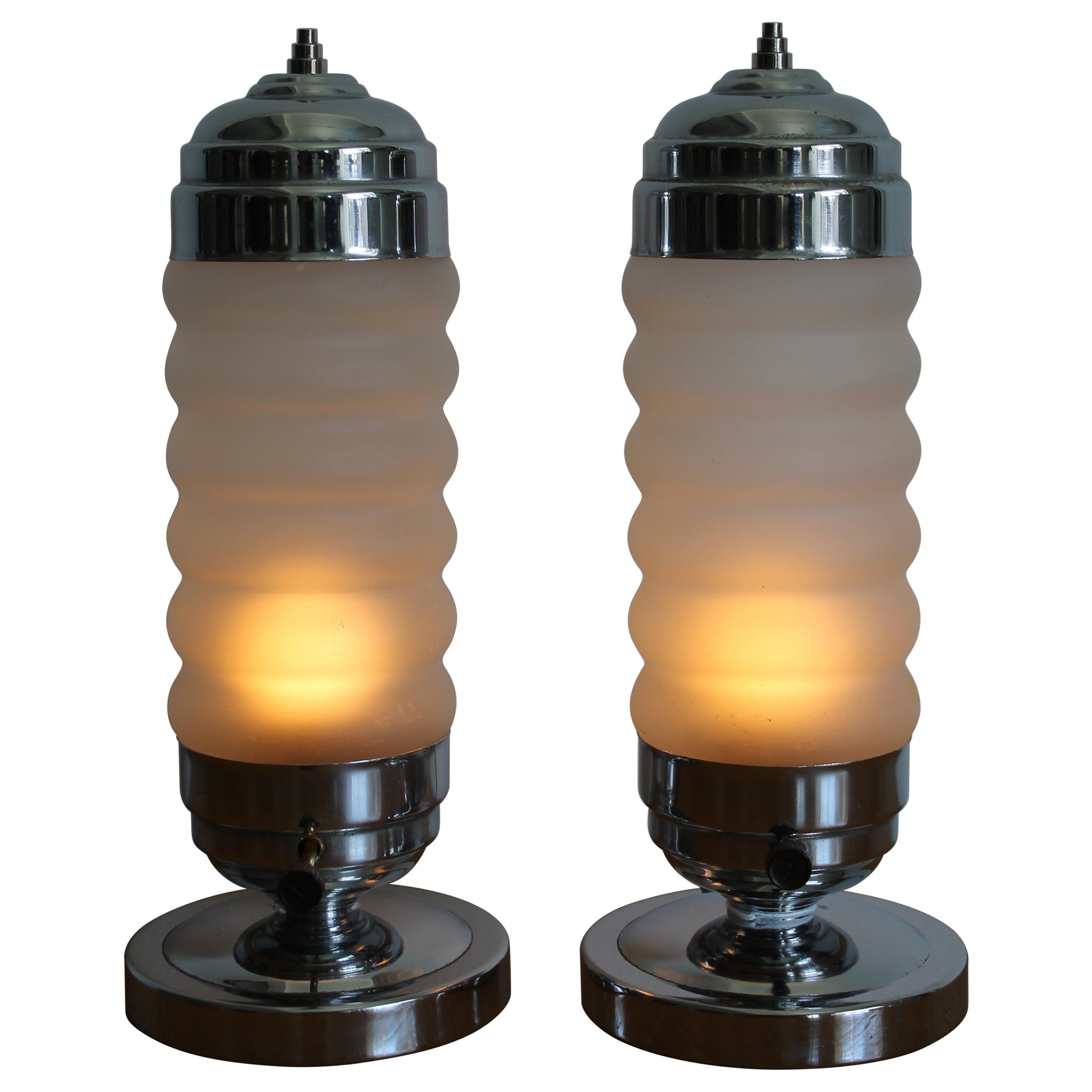Pair of Art Deco Boudoir Lamps