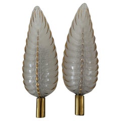 Pair of Art Deco Brass and Glass Sconces Signed by Ezan, France, circa 1940s