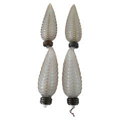 Pair of Art Deco Brass and Glass Sconces Signed by Ezan, France, circa 1940s