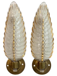 Pair of Art Deco Brass and Glass Sconces signed by Ezan, France, circa 1940s