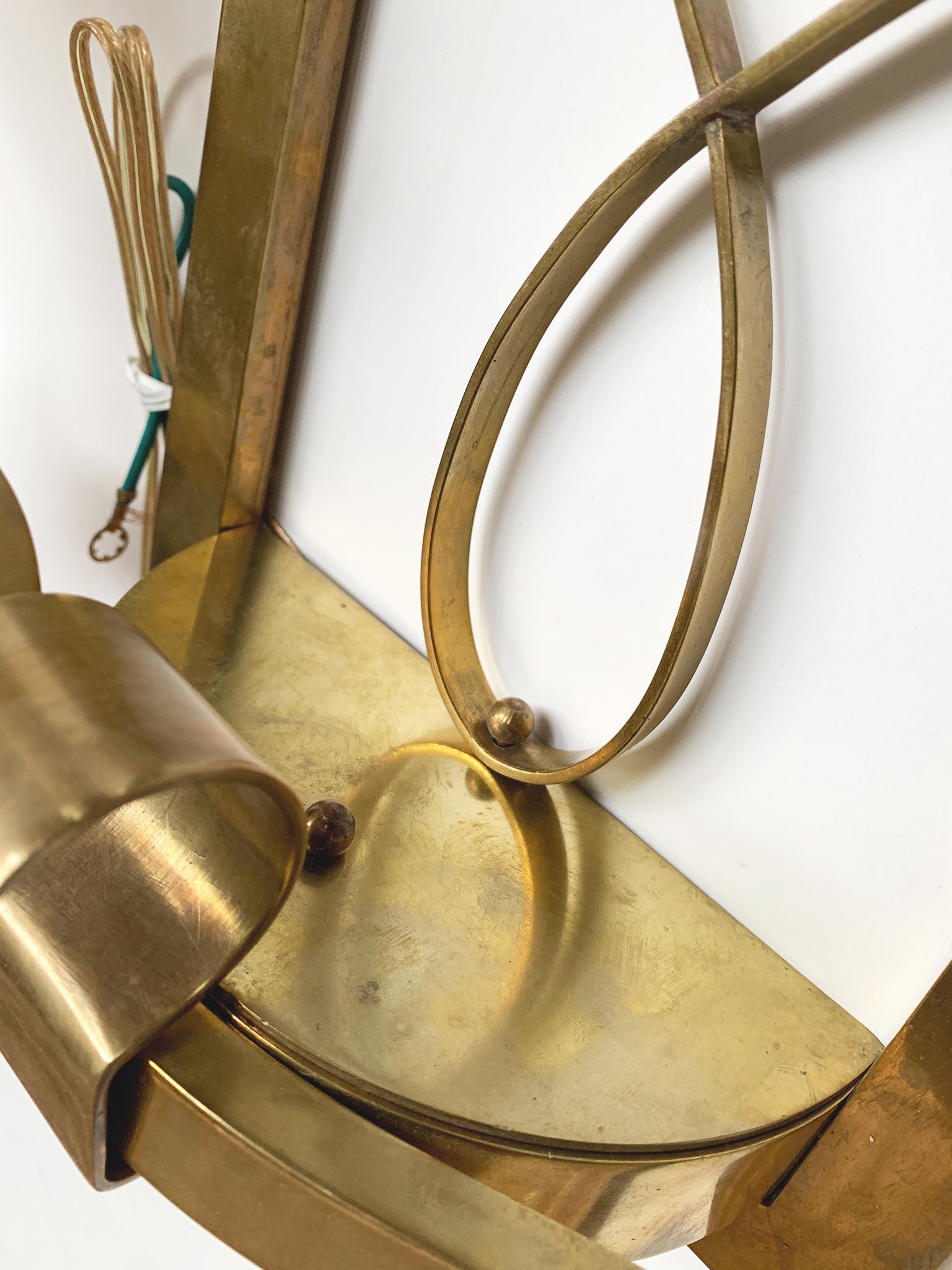 Pair of Art Deco Brass Double-Arm Sconces 10