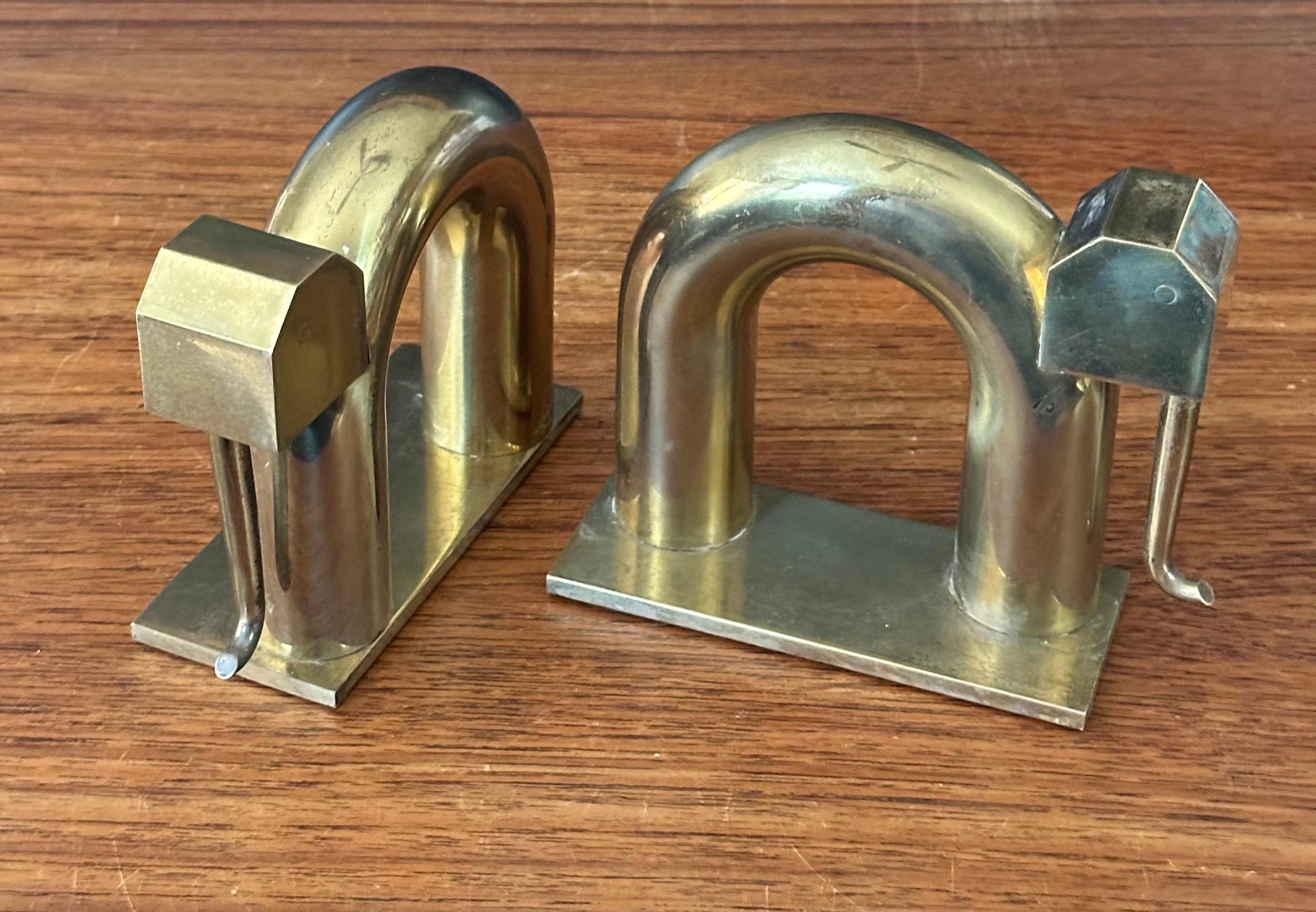 Pair of Art Deco Brass Elephant Bookends by Walter Von Nessen for Chase & Co. 6