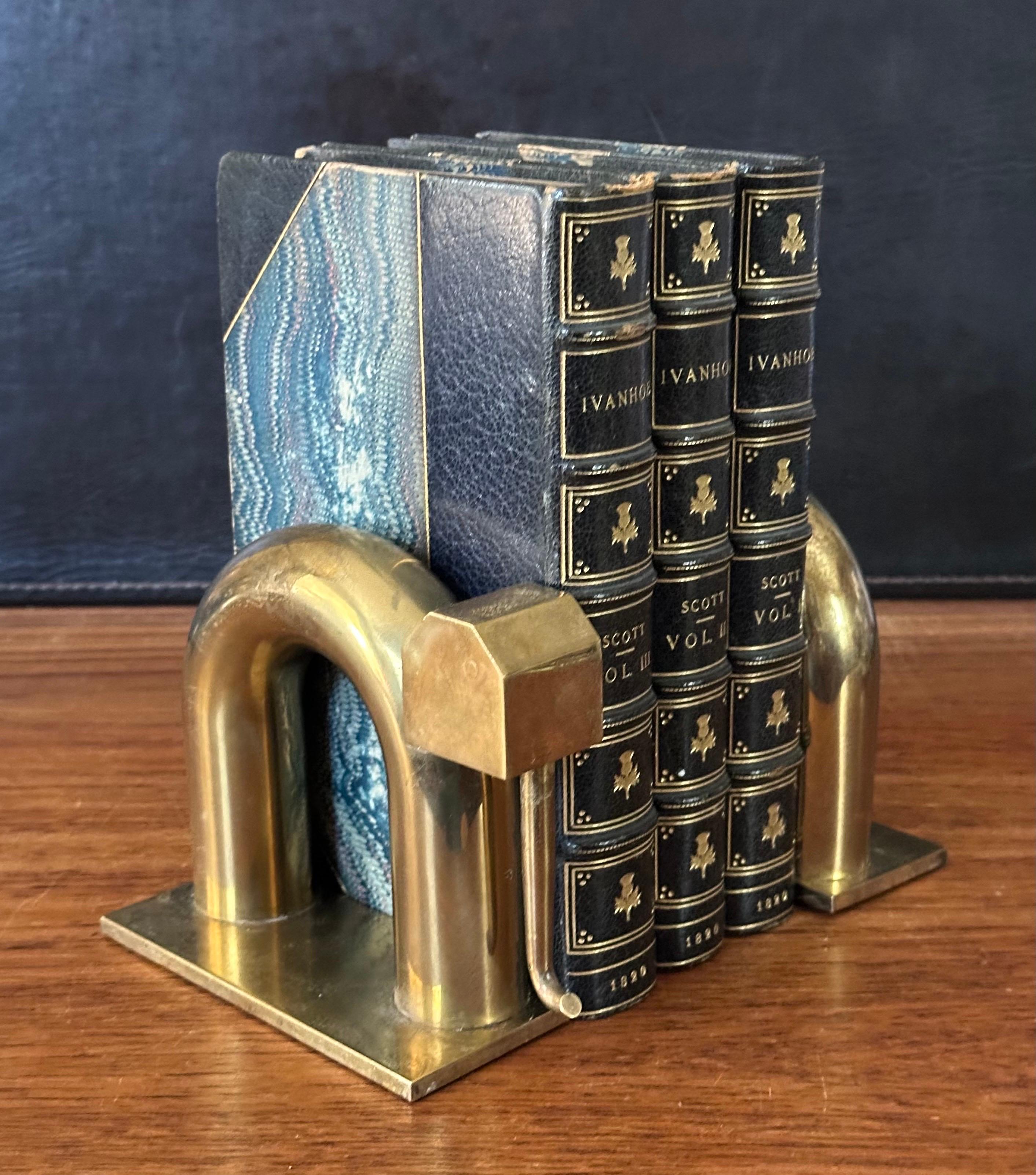Pair of Art Deco Brass Elephant Bookends by Walter Von Nessen for Chase & Co. 1