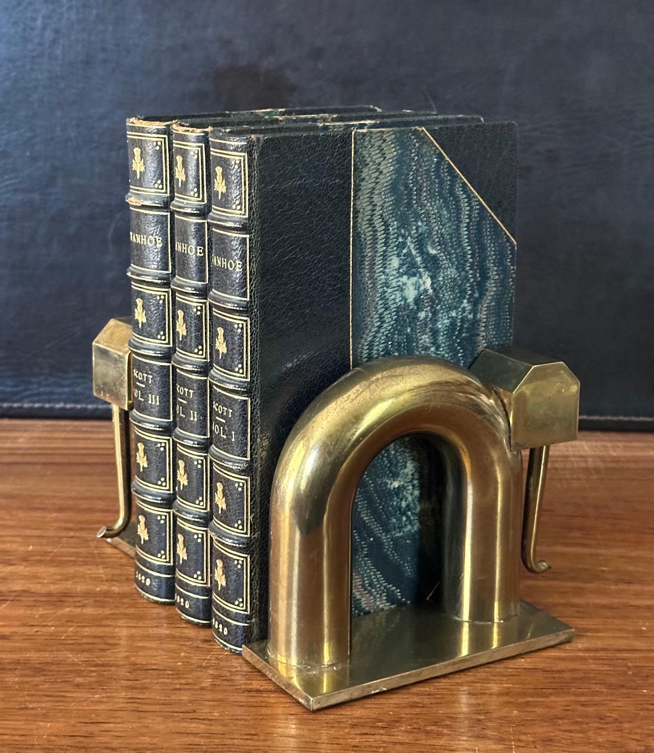Pair of Art Deco Brass Elephant Bookends by Walter Von Nessen for Chase & Co. 3