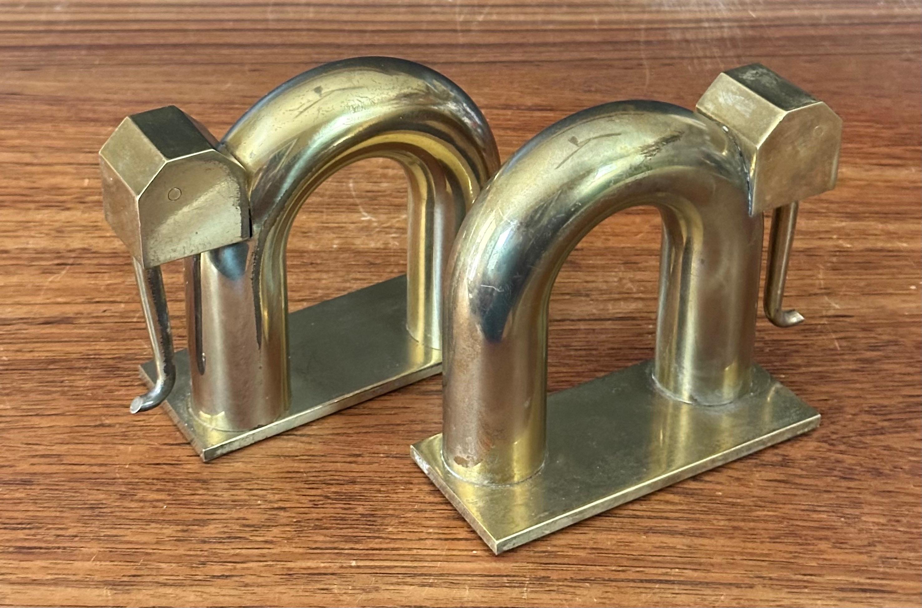 Pair of Art Deco Brass Elephant Bookends by Walter Von Nessen for Chase & Co. 4