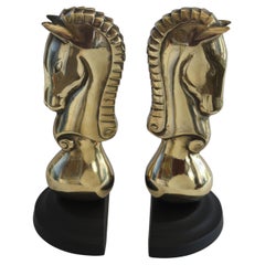 Vintage Pair of Art Deco Brass Horse Bookends