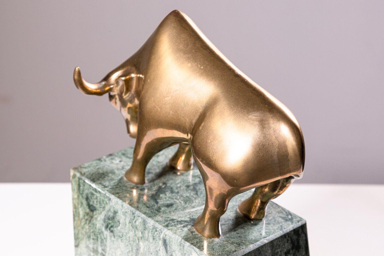 Pair of Art Deco Brass & Marble Bull and Bear Bookends For Sale 2