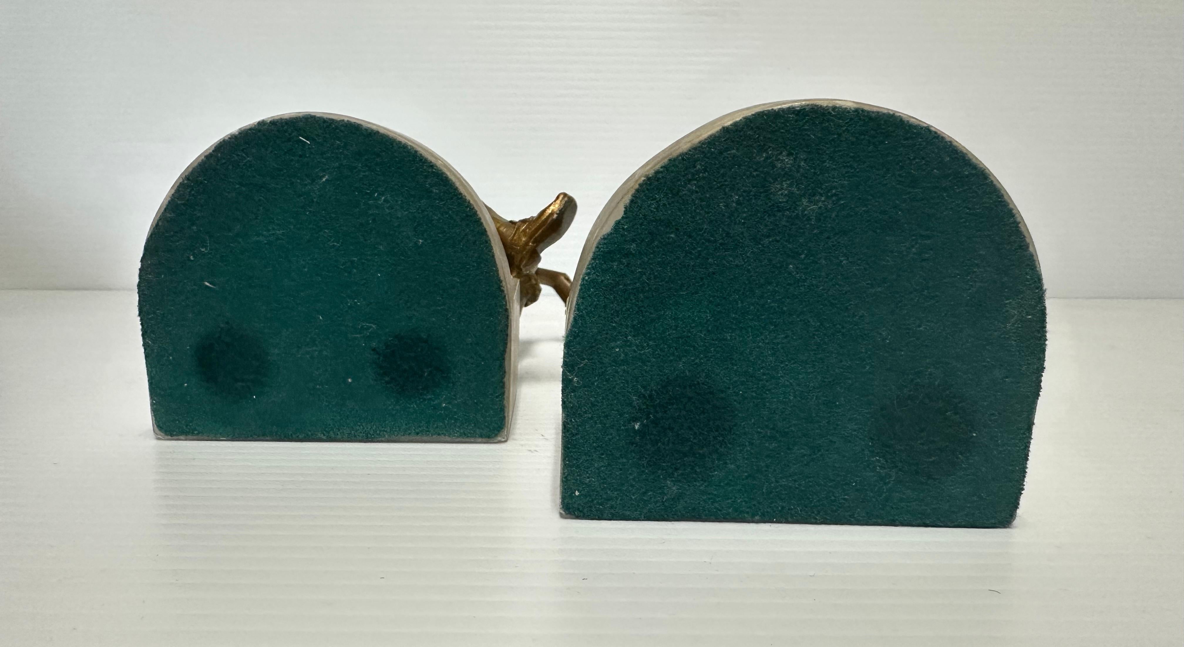 Pair of Art Deco Brass Minstrel Bookends on Marble Attributed to DAV ART NY in vendita 6