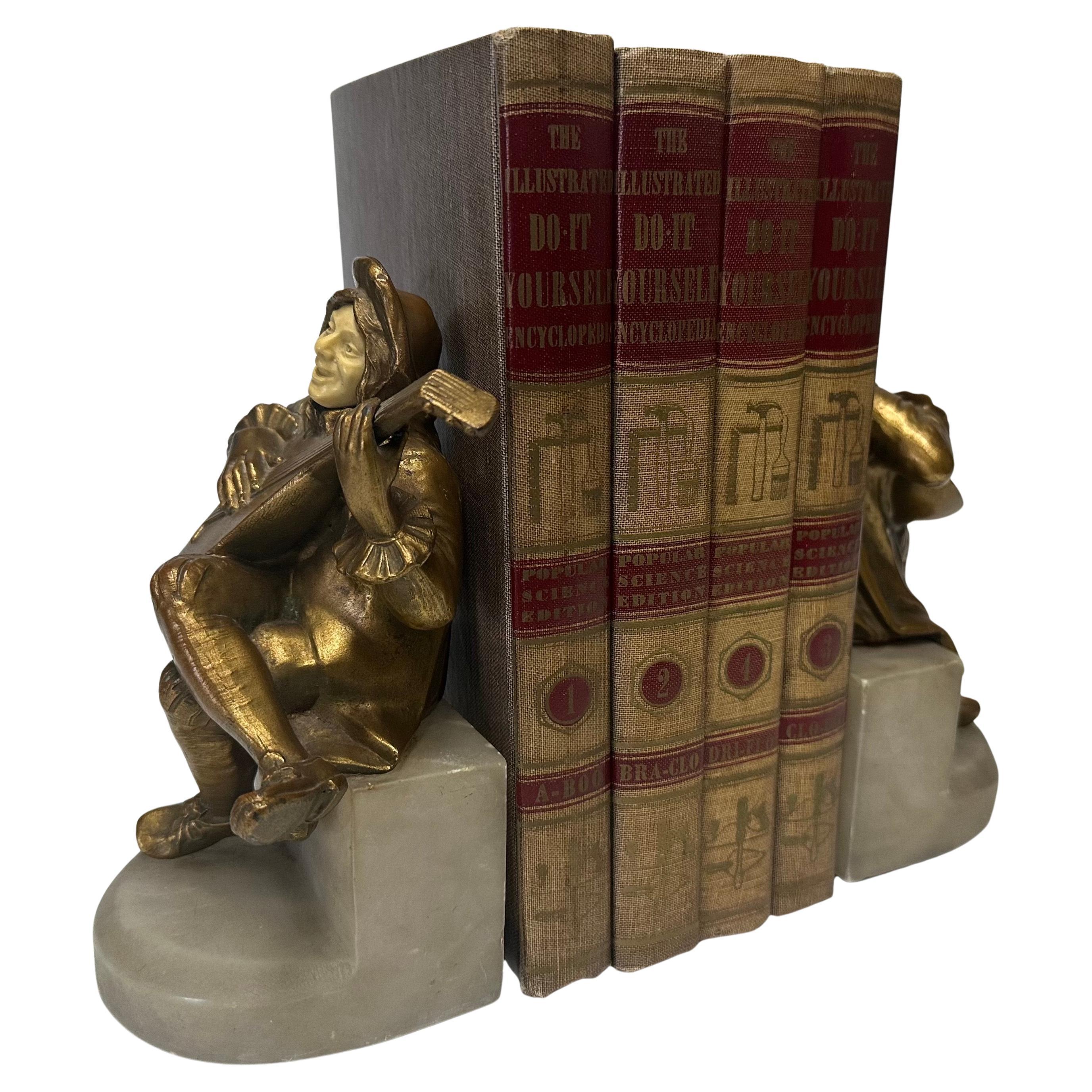 Coppia di fermalibri d'epoca in ottone art déco 