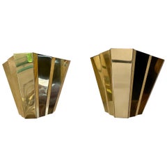 Pair of Art Deco Brass Sconces, 1940s