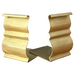Pair of Art Deco Brass "Scroll" Bookends by Chase & Co. Rare