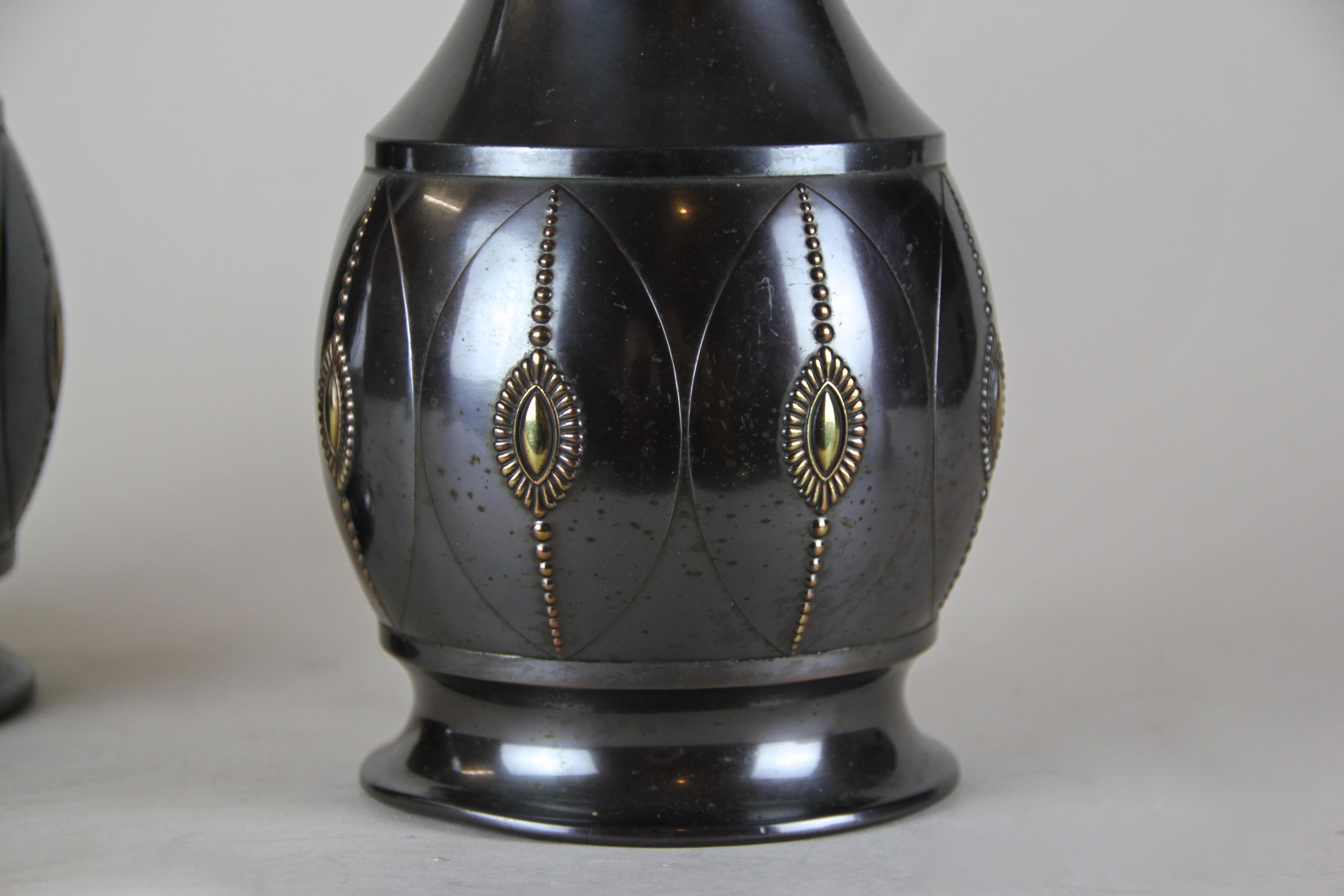 art nouveau brass vase