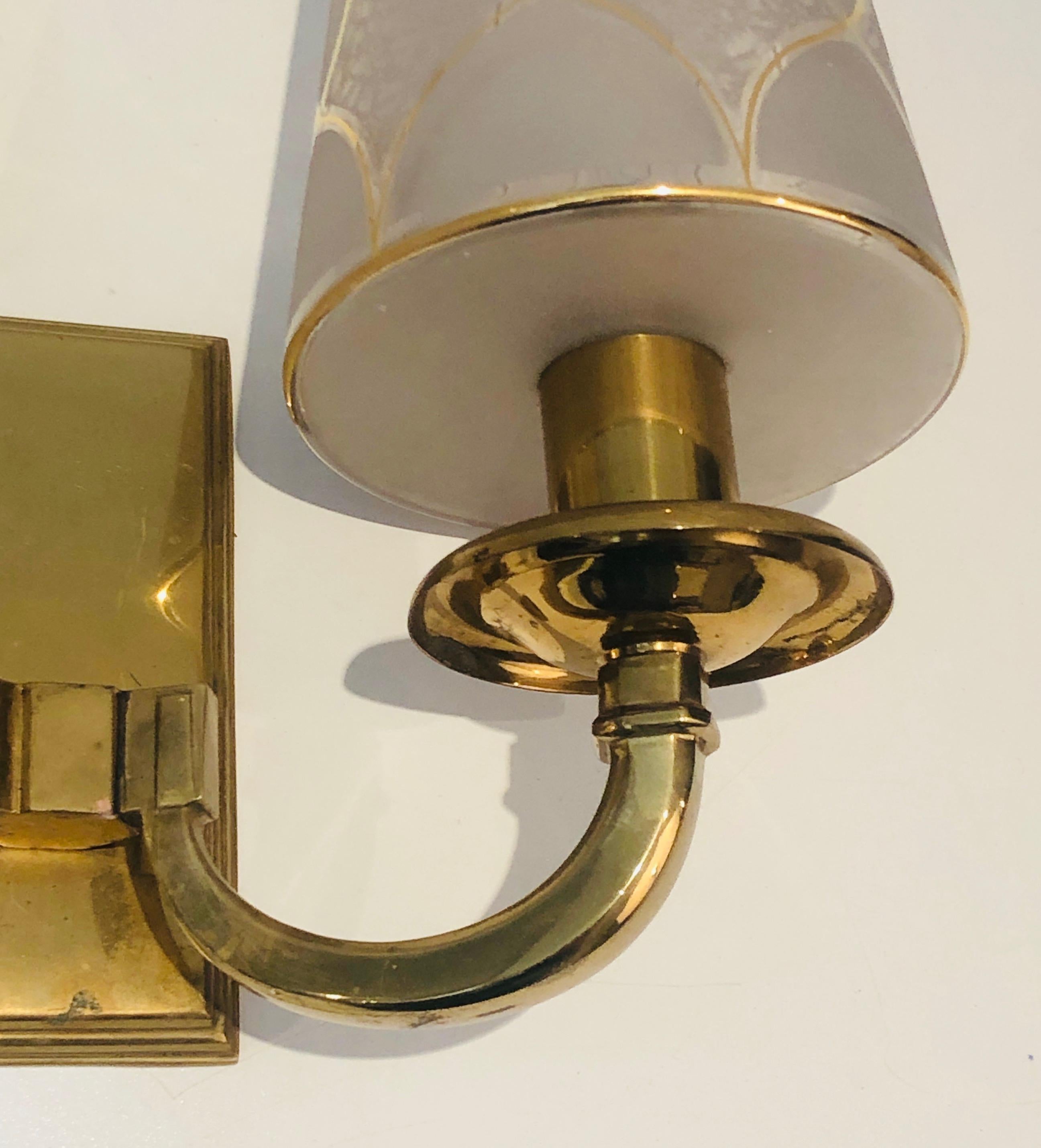 Pair of Art Deco Brass Wall Lights, French Work in the Style of Perzel, 1900's For Sale 3
