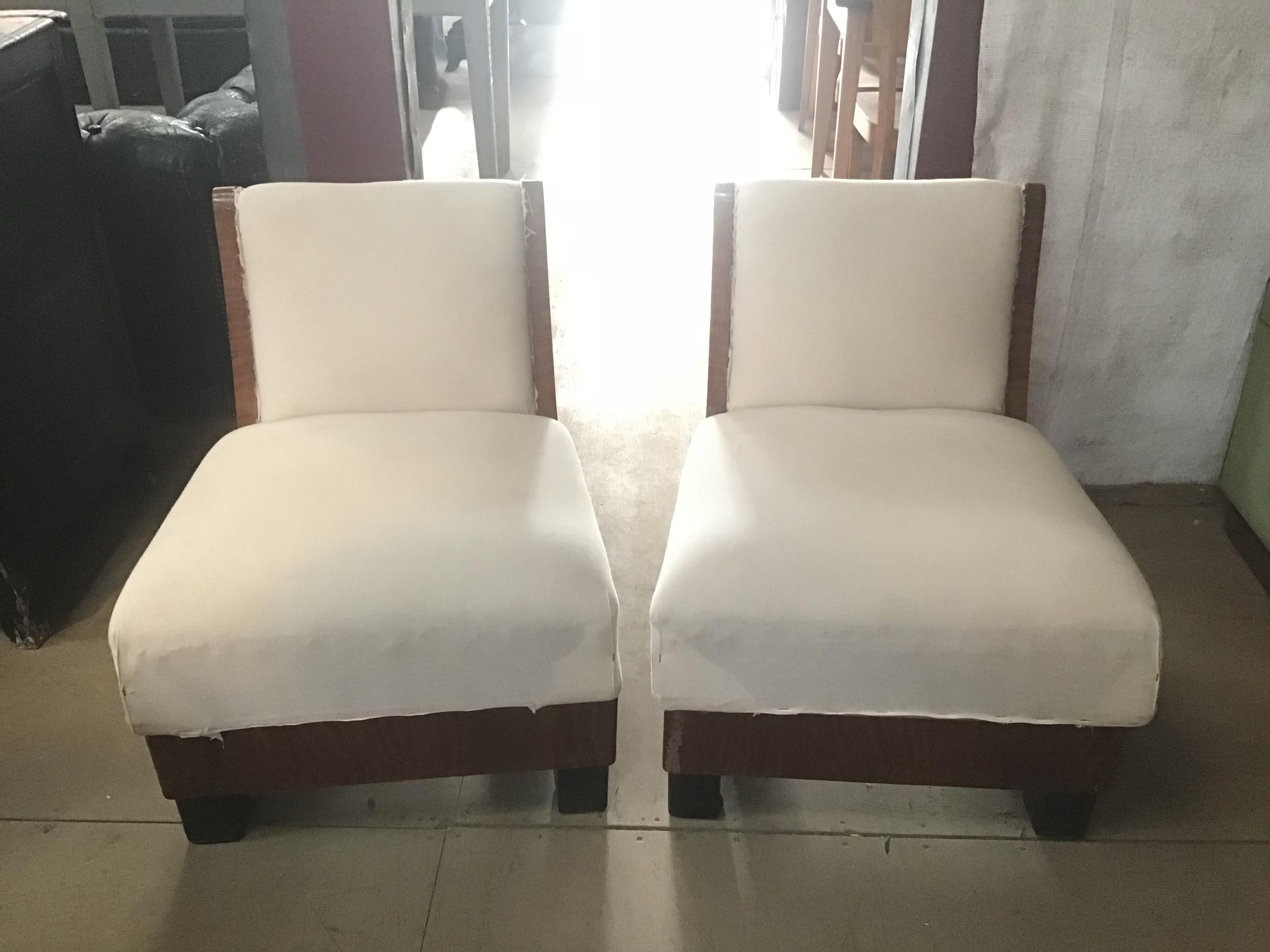 Pair of Art Deco Briar-Root Italian Armchairs from 1940s.