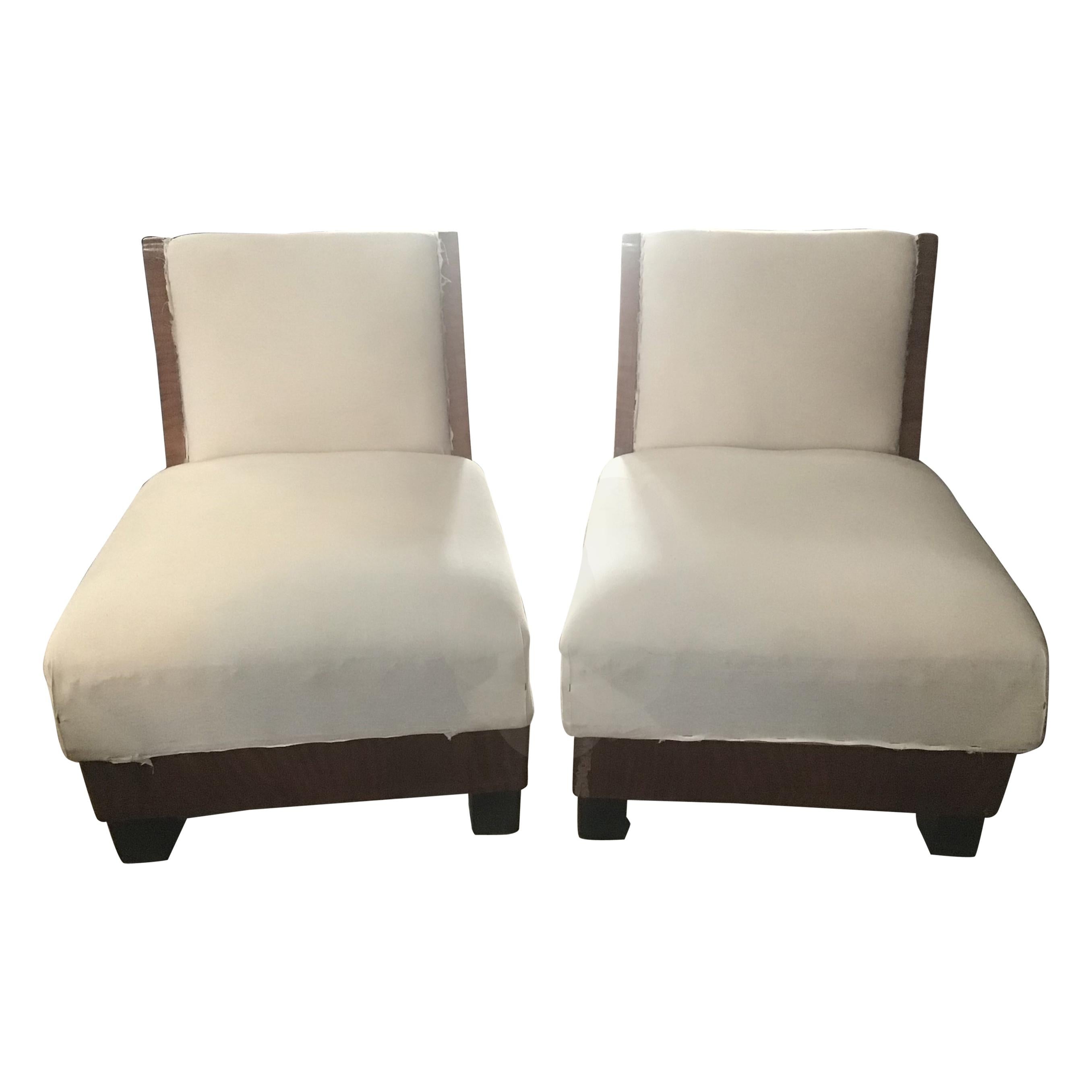Pair of Art Deco Briar-Root Italian Armchairs from 1940s For Sale