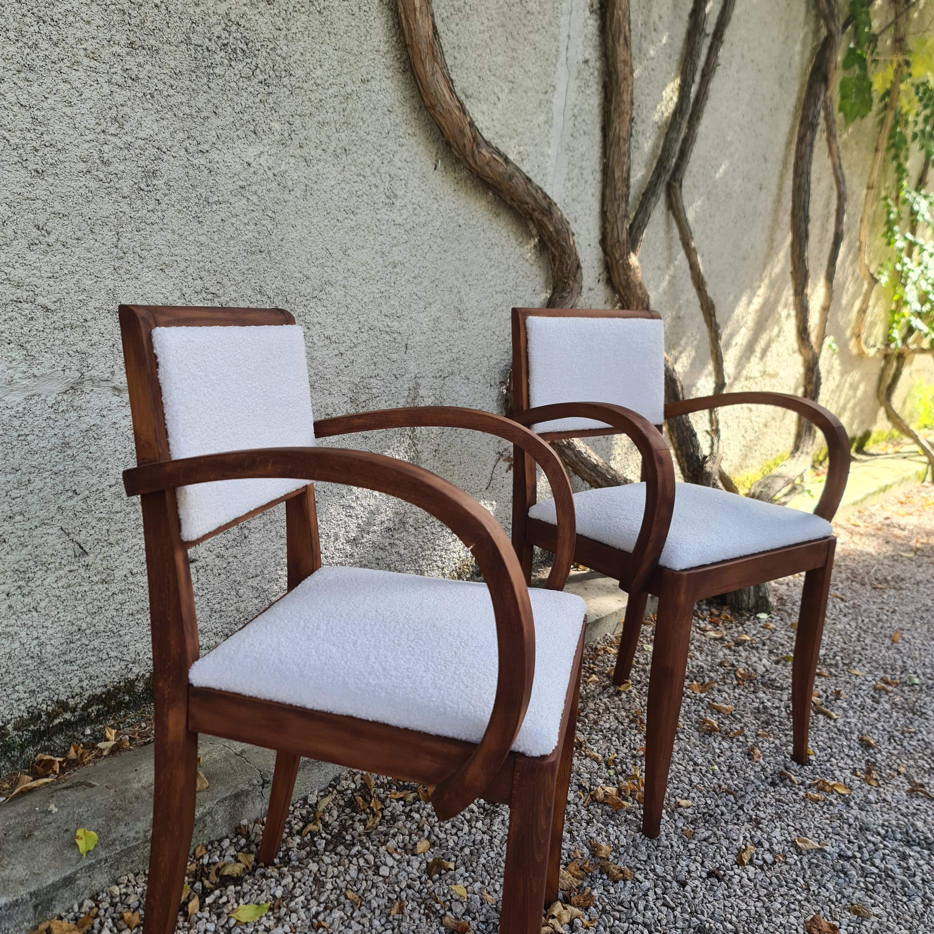 French Pair of Art Deco Bridge Armchairs circa 1940-1950