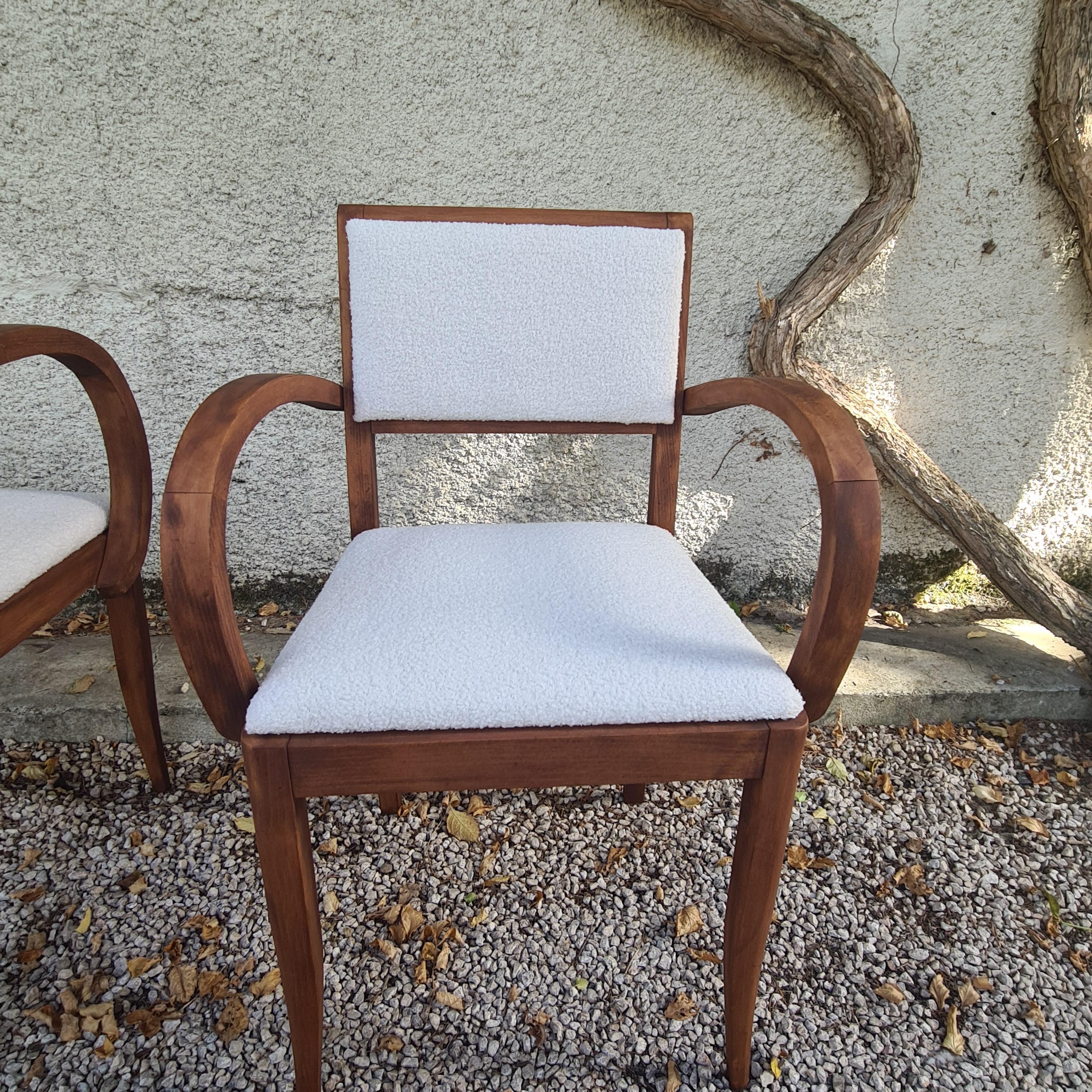 Fabric Pair of Art Deco Bridge Armchairs circa 1940-1950