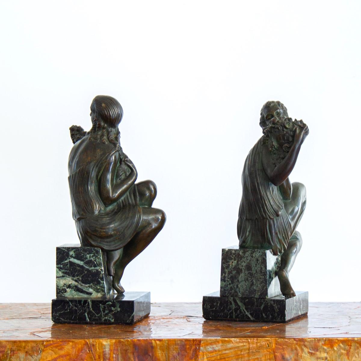 Pair of Art Deco Bronze and Marble Bookends In Good Condition In Donhead St Mary, Wiltshire